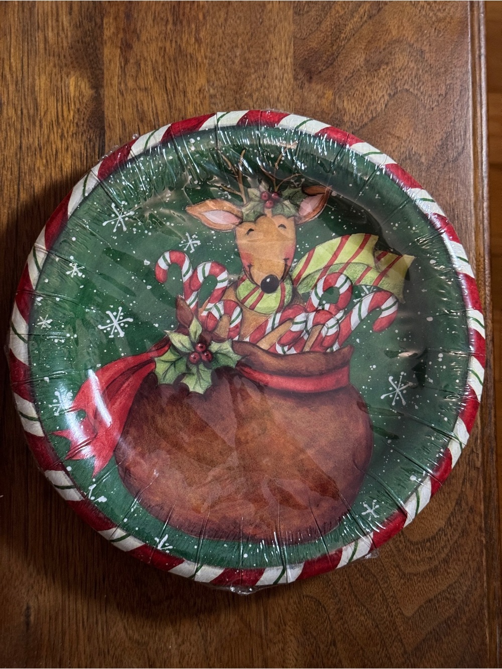 Susan Winget Peppermint Santa Christmas Paper Plates 16 Pack